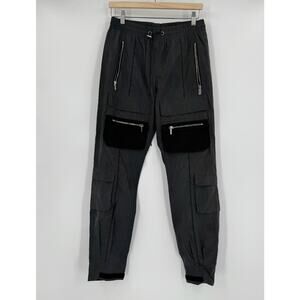GUAPI Mens Gray Nylon Iridescent Zip Crop Cargo Pants Sz 30